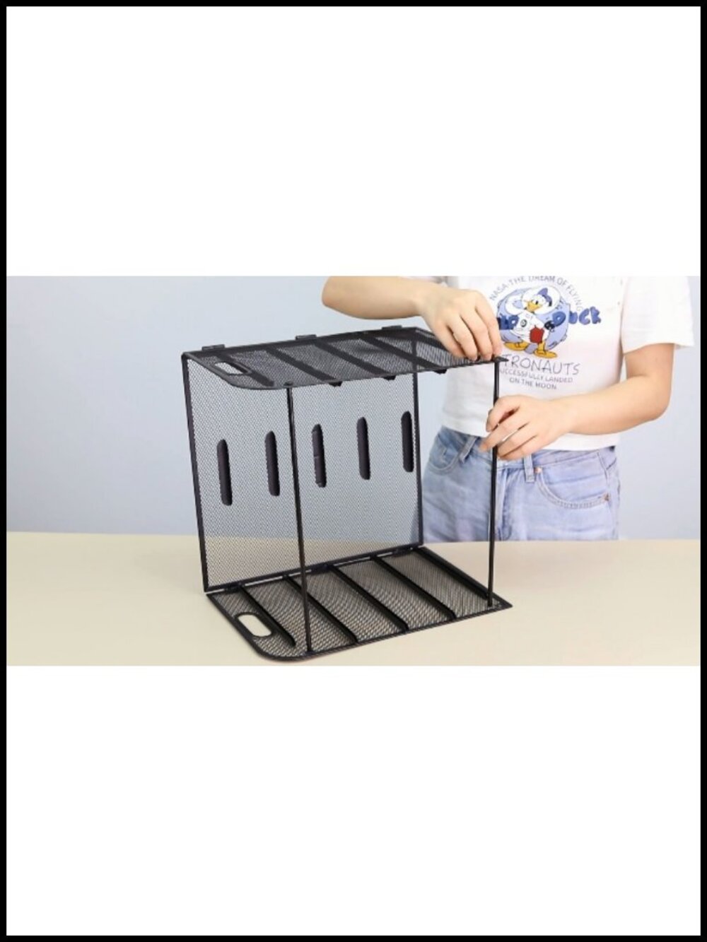 5 Tier Metal Mesh Desk Organizer Letter Tray with Handles - Office File Sorter - Picture 6 of 6